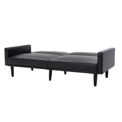 Faux Leather Futon Sofa With Arms Black - Room Essentials™ 10 Faux Leather Futon Sofa With Arms Black - Room Essentials™ - Image 10