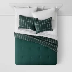 Grid Print Microfiber Reversible Comforter & Sheet Set Dark Green - Room Essentials™ -Room Essentials Shop GUEST 4daf5f1a f5e2 4ffd 9c0a 0163fb5f2872