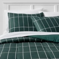 Grid Print Microfiber Reversible Comforter & Sheet Set Dark Green - Room Essentials™ -Room Essentials Shop GUEST 52658d90 442c 4f77 95f8 b9cc7e5b7e67