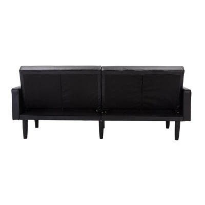 Faux Leather Futon Sofa With Arms Black - Room Essentials™ 9 Faux Leather Futon Sofa With Arms Black - Room Essentials™ - Image 9