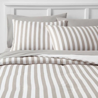 Stripe Microfiber Reversible Comforter & Sheet Set Gray - Room Essentials™ 8 Stripe Microfiber Reversible Comforter & Sheet Set Gray - Room Essentials™ - Image 8