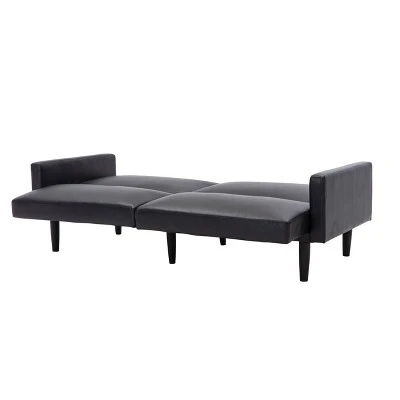 Faux Leather Futon Sofa With Arms Black - Room Essentials™ 8 Faux Leather Futon Sofa With Arms Black - Room Essentials™ - Image 8