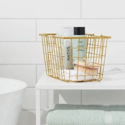 Metal Caddy Brass - Room Essentials™ 1 Metal Caddy Brass - Room Essentials™