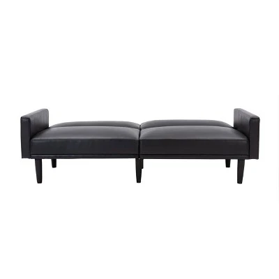 Faux Leather Futon Sofa With Arms Black - Room Essentials™ 4 Faux Leather Futon Sofa With Arms Black - Room Essentials™ - Image 4