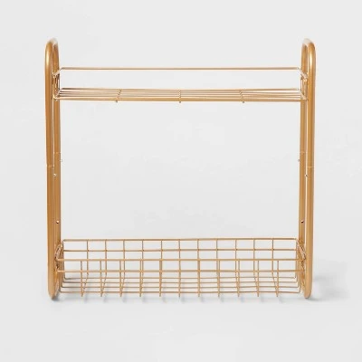 On The Wall 2 Tier Shelving Rack Metallic Gold - Room Essentials™ 2 On The Wall 2 Tier Shelving Rack Metallic Gold - Room Essentials™ - Image 2