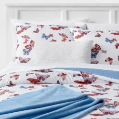 Butterfly Print Microfiber Decorative Bed Set With Throw Blue/Red/White - Room Essentials™ 13 Butterfly Print Microfiber Decorative Bed Set With Throw Blue/Red/White - Room Essentials™ -Room Essentials Shop GUEST e00afba5 a714 4928 90f7 d5171afd96c9