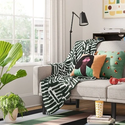 Square Woman With Pink Sunglasses Embroidered Cotton Square Throw Pillow Orange - Room Essentials™ 1 Square Woman With Pink Sunglasses Embroidered Cotton Square Throw Pillow Orange - Room Essentials™