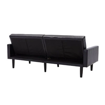 Faux Leather Futon Sofa With Arms Black - Room Essentials™ 6 Faux Leather Futon Sofa With Arms Black - Room Essentials™ - Image 6
